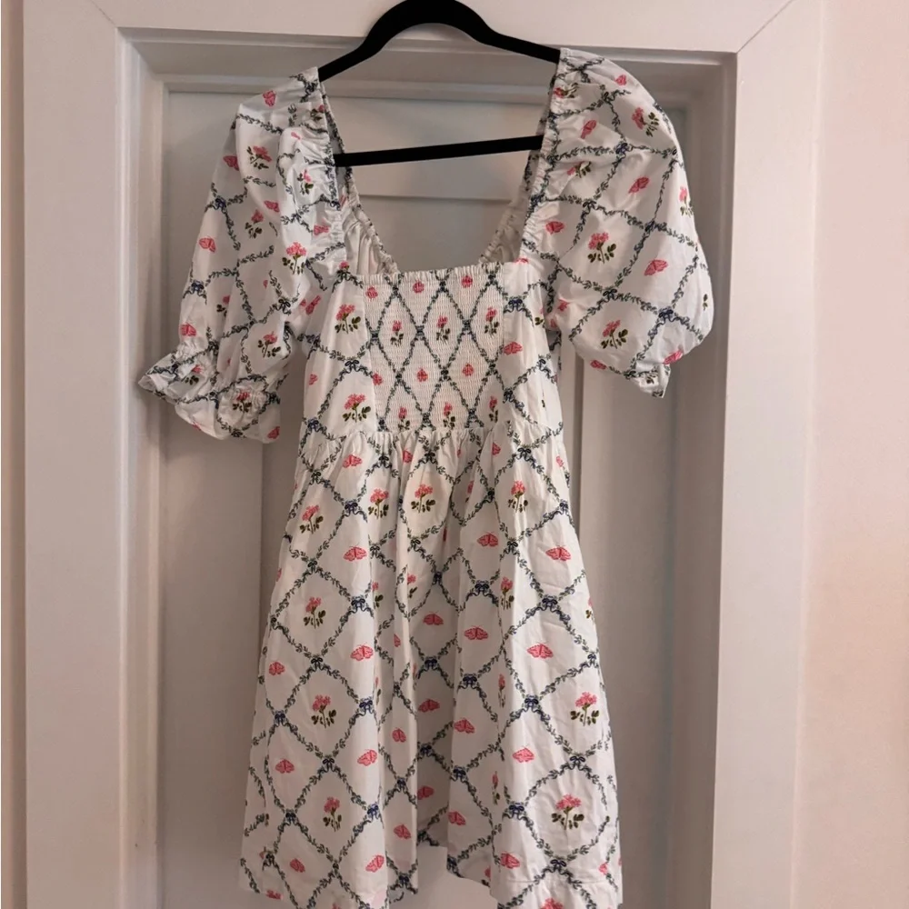 Hill House White and Pink Floral Mini Dress - Picture 4 of 5